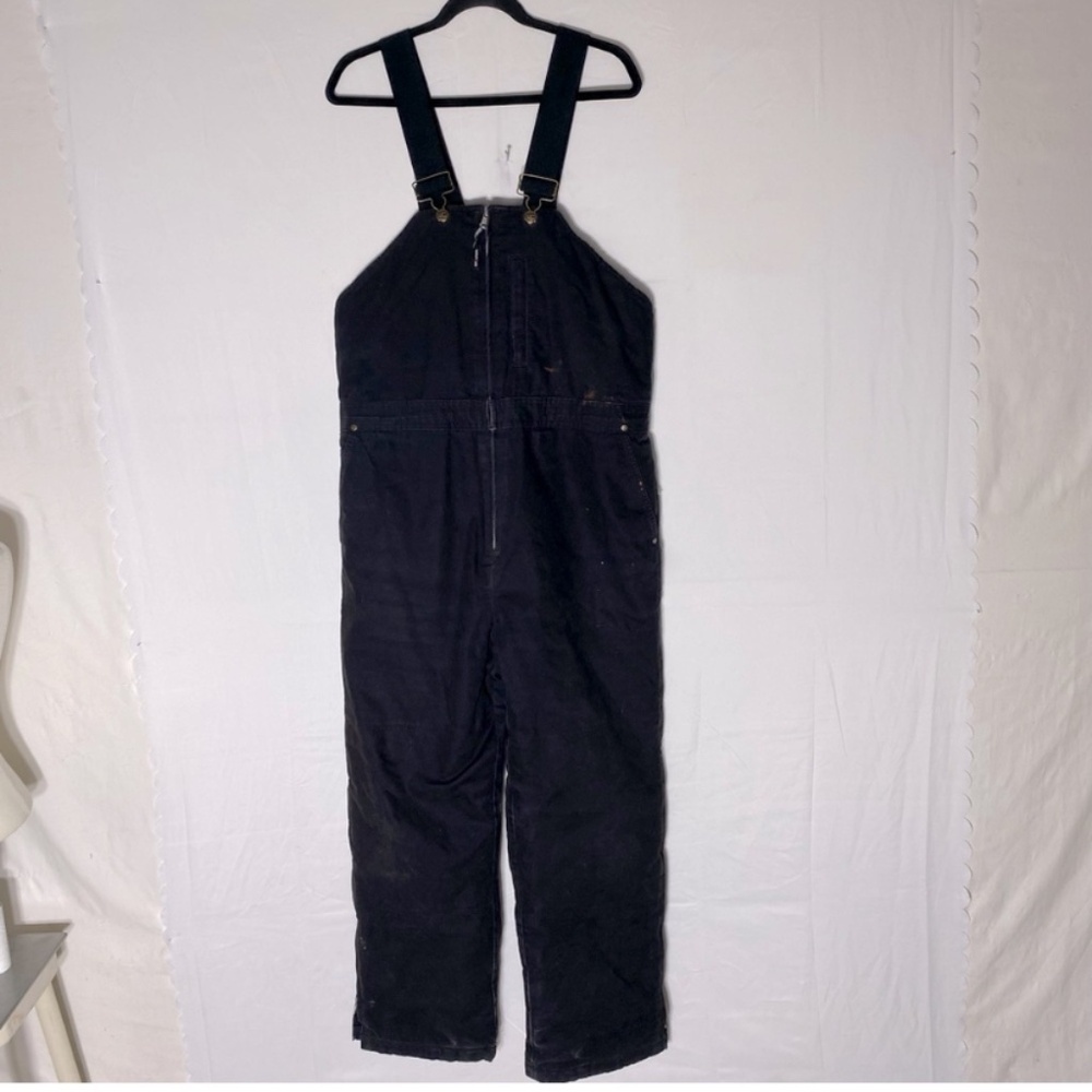 Work King Work Gear Insulated Black Canvas Winter Bib Overalls L